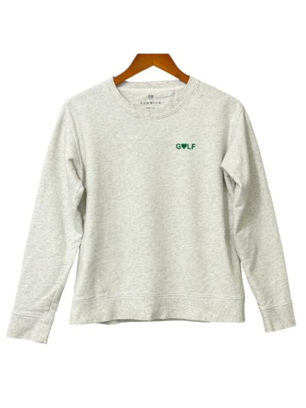 Renwick Women's Golf Love Sweatshirt Heathered Gray w/Green Velvet Logo Size S - Picture 2 of 9